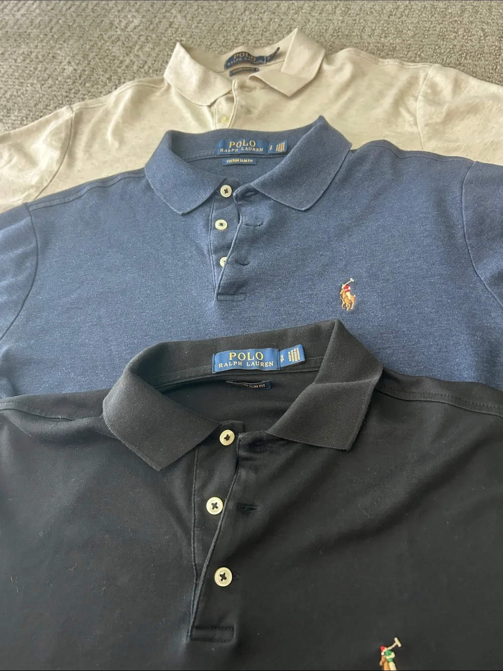 Polo by Ralph Lauren Three-Pack Polo Shirts — Black, Navy, Cream